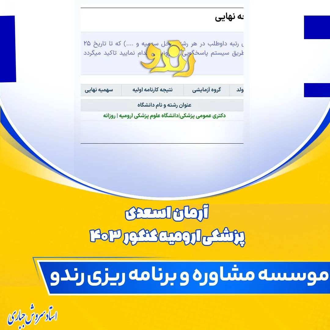 کارنامه قبولی کنکور دانشآموز رندو در سال 2024