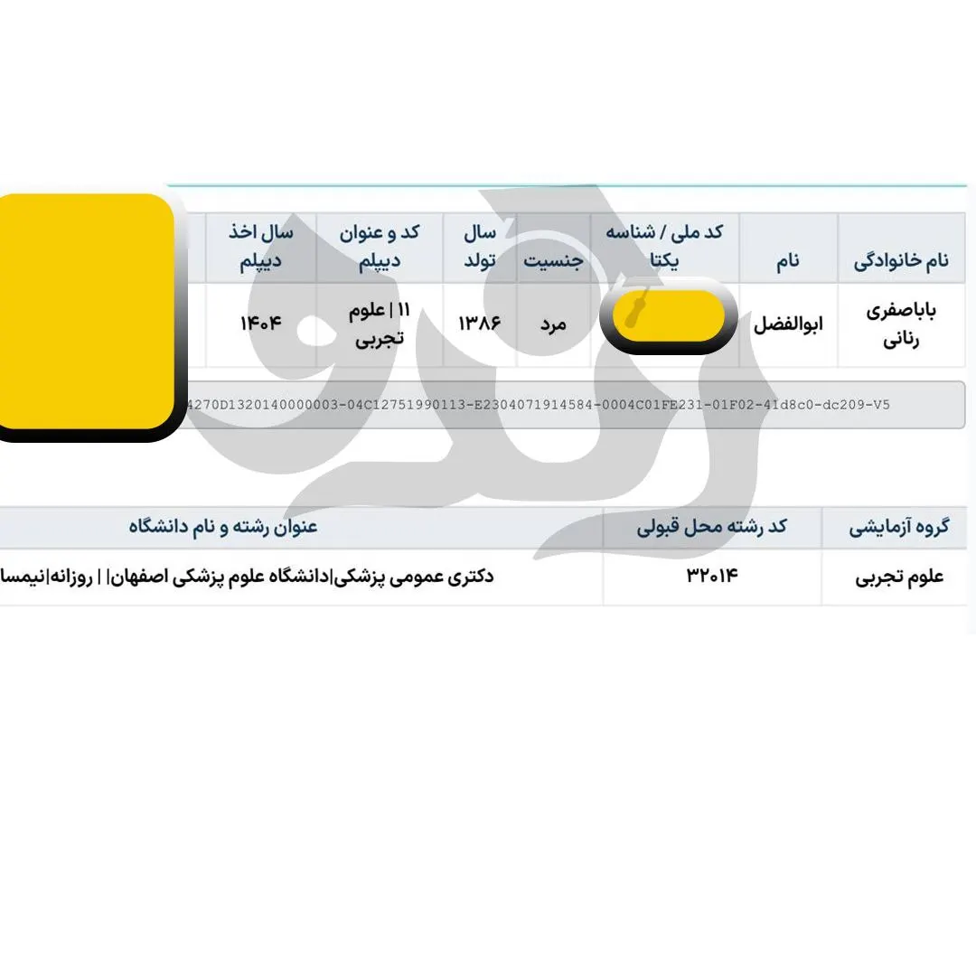 کارنامه قبولی کنکور دانشآموز رندو در سال 2025
